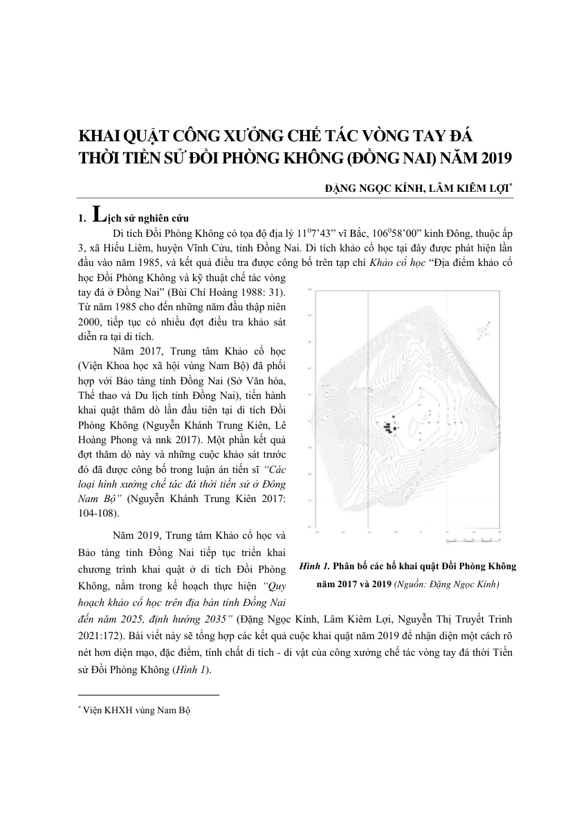 Khai quật công xưởng chế tác vòng tay đá thời Tiền sử Đồi Phòng Không (Đồng Nai) năm 2019