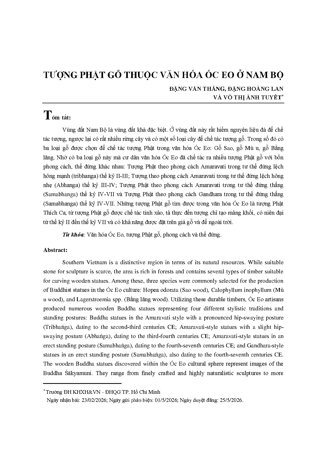 Tượng Phật gỗ thuộc văn hóa Óc Eo ở Nam Bộ