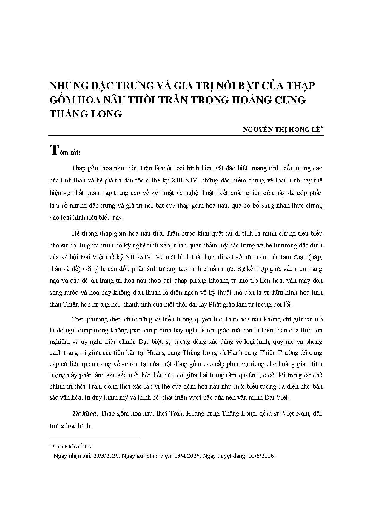 Những đặc trưng và giá trị nổi bật của thạp gốm hoa nâu thời Trần trong Hoàng cung Thăng Long